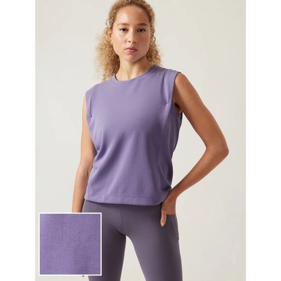 Athleta Seasoft Sweatshirt Tank Top Lavender Purple EUC XS Shirt Gym - Picture 1 of 10